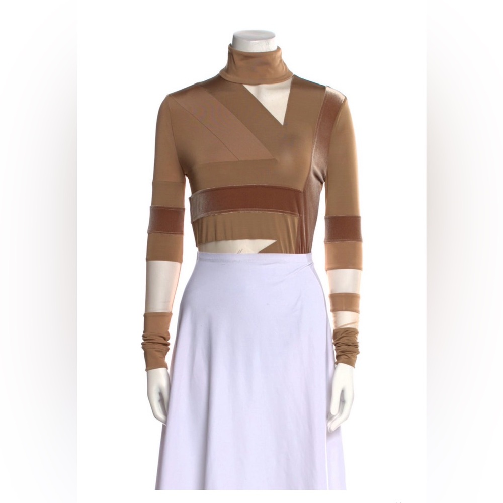 Burberry Tan and Brown Long Sleeve Bodysuit